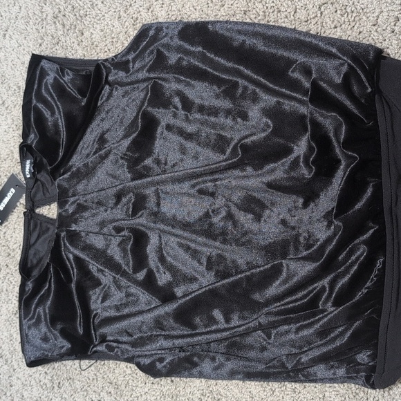NWT Express Velvet Black Sleeveless Shoulder Pad strong shoulder Bodysuit XS - Picture 3 of 13